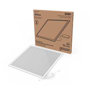 Gauss Светильник офисный 36W 2850lm 4000K IP40 595*595*7,2мм матовый с драйвером LED 145024236 Gauss Светильник офисный 36W 2850lm 4000K IP40 595*595*7,2мм матовый с драйвером LED 145024236