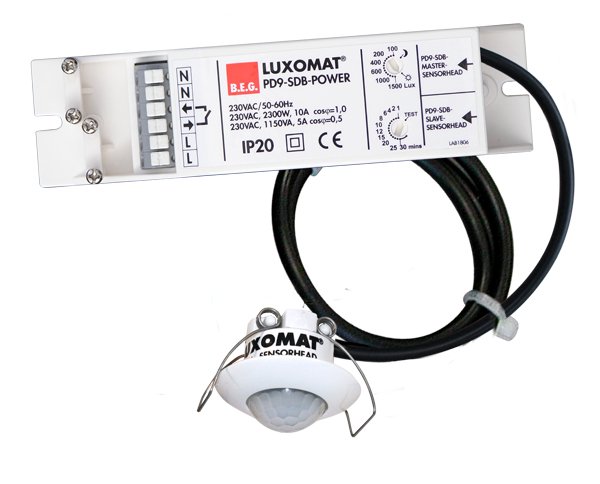 BEG Белый Мини-датчик присутствия потолочный 360°, с выносным блоком, диаметр действия 10м IP65 92912