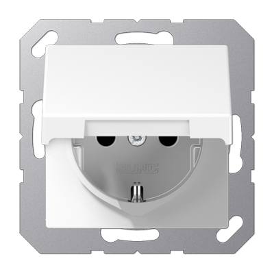 JUNG Штепсельная розетка SCHUKO 16A 250V~ с защитой от детей с крышкой термопласт белая A1520BFKIKLWW