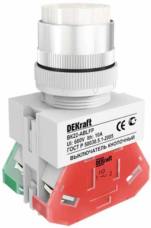 Купить Dekraft Выключатель кноп. ABLFP D22 БЕЛЫЙ 220В ВK-22