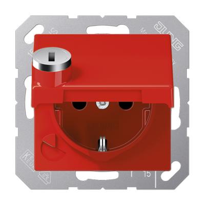 JUNG SCHUKO-розетка  с крышкой, красная AS1520BFKLSLRT