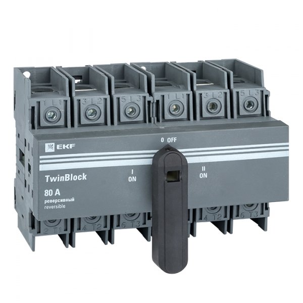 EKF PROxima Рубильник 80A 3P реверсивный c рукояткой для прямой установки TwinBlock