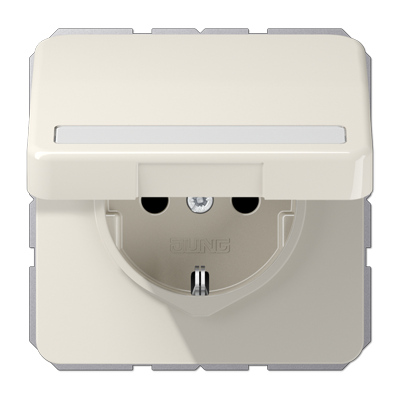 JUNG Штепсельная розетка SCHUKO 16A 250V~ с полем для надписи и защитой от влажности слоновая кость CD1520BFNAKL