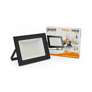 Gauss Прожектор Elementary 100W 9450lm 3000К 175-265V IP65 черный LED 613527100