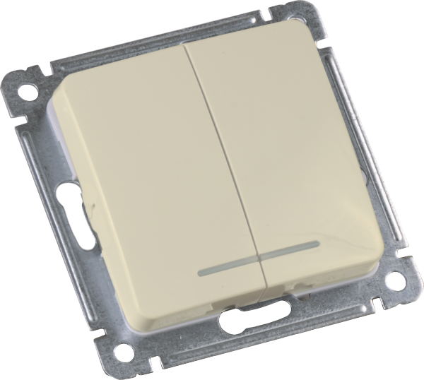 Hegel Мастер внутр Слоновая кость ВС10-452-01 Выключатель 2-клавишный, с индикацией, механизм