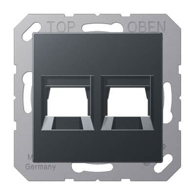 JUNG Kрышка для 2-х разъемов без видимого винта подпружиненная шторка термопласт матовый антрацит A1569-2WEANM