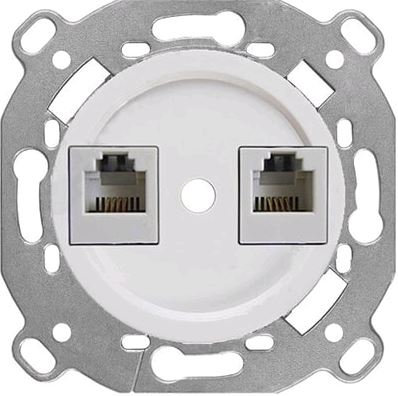 BIRONI Шедель Пластик Белый Розетка RJ45 + RJ11 (скрытый монтаж) B3-303-21