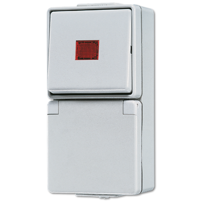 JUNG Штепсельная розетка SCHUKO для накладного монтажа с контрольным выключателем IP44 676KOW