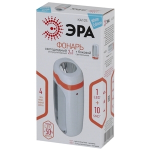 Купить ЭРА KA10S Фонарь 2в1 10SMD+1W Акку 4V900mAh, ЗУ 220V