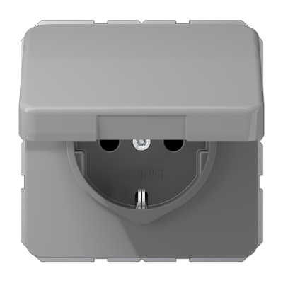 JUNG CD 500 Серая Розетка штепсельная Schuko 16A 250V с защитой от детей, влагозащищенная CD1520BFKIKLGR