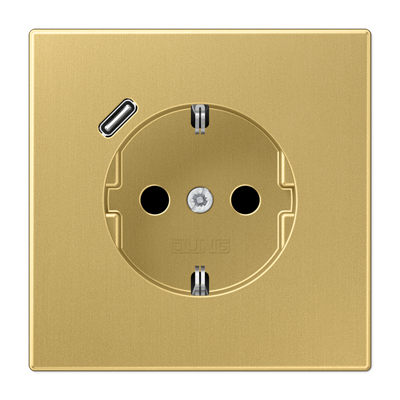JUNG Розетка SCHUKO® с USB-зарядным устройством, тип С термопласт латунь Classic ME1520-18CC-L