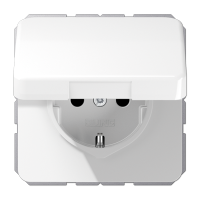 JUNG CD 500/CD plus Бел Розетка SCHUKO с крышкой, авт.зажим, бел. CD1520BFKIKLWW