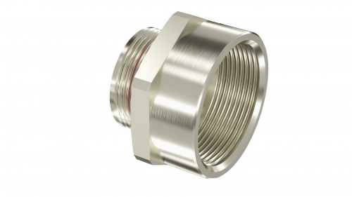 DKC Взрывозащищенный Ex d e переходник. Тип В. "наруж.резьб" М20х1,5 - "внутр.резьб" M40х1,5. Никелированная латунь. IP66/67/68