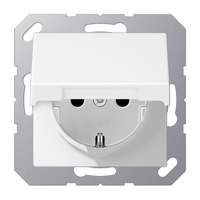 JUNG A Flow/A 550 Белый матовый Розетка  16A 250V с крышкой, SCHUKO A1520BFKLWWM