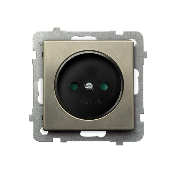 Ospel Sonata Медь (Новое серебро) Розетка 1-я б/з со шторками, без рамки GP-1RMP/m/44