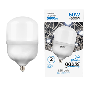 Gauss Лампа Elementary T160 60W 5600lm 6500K E27 LED 63236