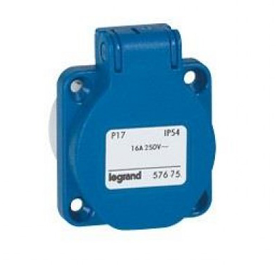 Купить Legrand Розетка немецкий стандарт 16А 2К+З 230В IP44 син.50х50 со шторками 057675