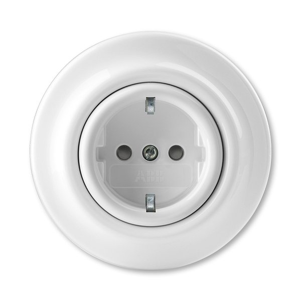 ABB Decento Белый фарфор  Розетка с заземлением со шторками 16А 2CHK203459C4300