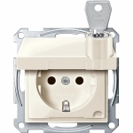 Купить SE Merten SM Беж Розетка Schuko с крышкой запирающейся на замок, с защитными шторками, безвинт. зажим MTN2315-0344