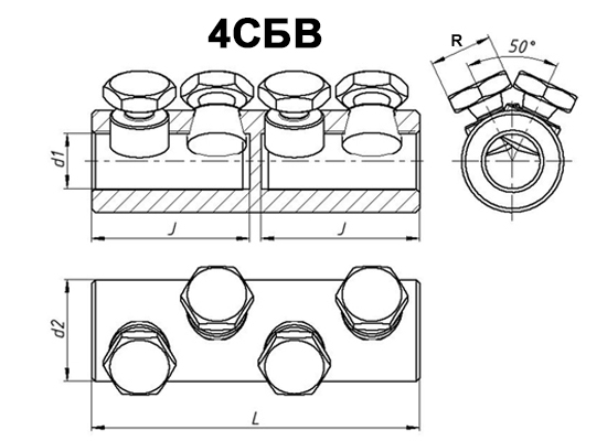 ЗЭТАРУС Соединитель болтовой 4СБВ-1-005 (25-50) ЗЭТАРУС zeta11046