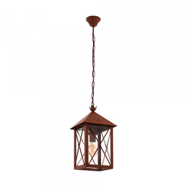 Eglo 64753 Уличный подвес GAUDESI, 1X60W(E27), сталь оцинкованный, коричн антик/ стекло, прозрачный