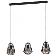 Eglo STYPE Подвесной потолочный светильник (люстра) STYPE, 3Х40W, E27, L950, B200, H1100, сталь, черный 43693