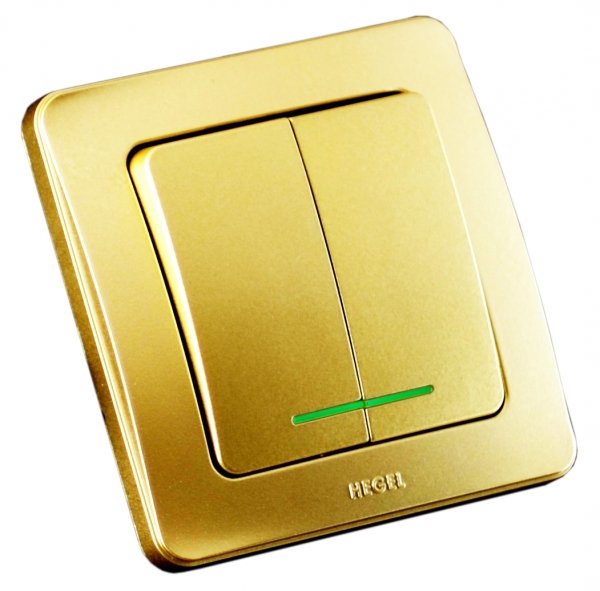Hegel Мастер внутр Золото ВС10-352-07 Выключатель 2-клавишный, с индикацией