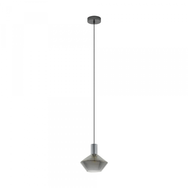 Eglo 97423 Подвес PONZANO, 1х60W(E27), ?200, H1100, сталь, никель черный/дымчатое стекло, черный-прозрачный Eglo 97423 Подвес PONZANO, 1х60W(E27), ?200, H1100, сталь, никель черный/дымчатое стекло, черный-прозрачный