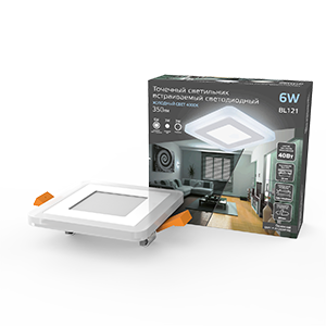 Gauss Светильник Backlight кв 3+3W 350lm 4000K 180-265V IP20 монт Ø85 105*105*31мм 3 реж LED BL121