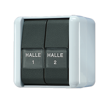 JUNG Сдвоенная кнопка 10AX 250V~ с полем для надписи для накладного монтажа IP44 835NAW