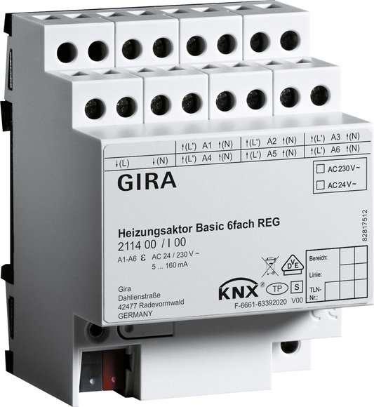 Купить Gira Instabus KNX Исполнительное устройство отопления Basic 6-местн. 211400