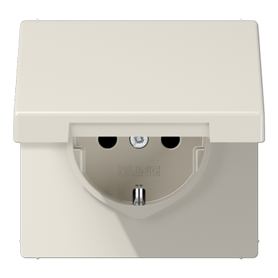 JUNG LS990 Слоновая кость Розетка штепсельная Schuko 16A, 250V с откидной крышкой на возвратной пружине и защитой от детей LS1520KIKL