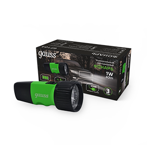 Gauss Фонарь ручной модель GFL103 1W 40lm NI-MH 250mAh LED 1/12/72 GF103