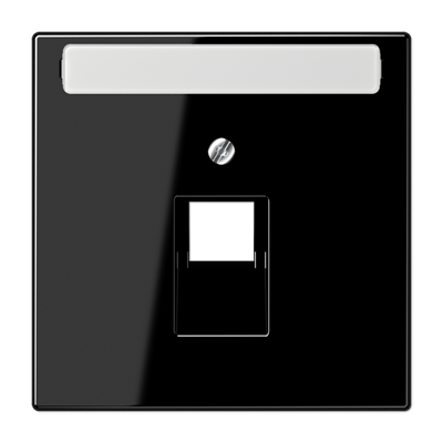 JUNG LS 990 Черная Накладка 1-ой наклонной ТЛФ/комп розетки с полем для надписи LS969-1NAUASW