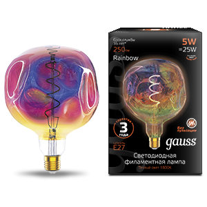 Gauss Лампа Filament G150 5W 250lm 1800К Е27 rainbow LED 1007802103