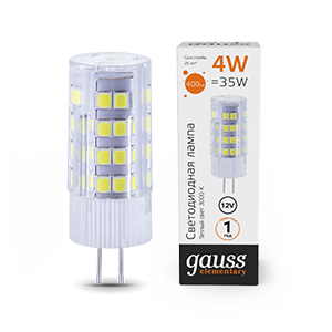 Gauss Лампа Elementary G4 12V 4W 400lm 3000K керамика LED 10714