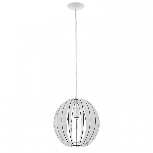 Eglo 94438 Подвес COSSANO, 1х60W (E27), Ø300, сталь/ дерево, белый