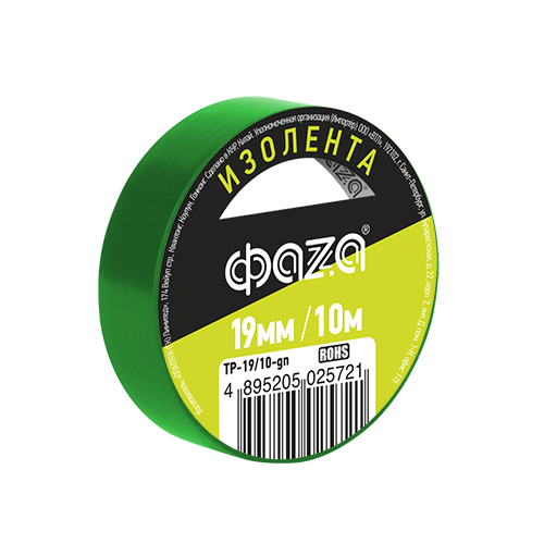 ФАZA Изолента 19/10 Изолента ПВХ 19мм * 10м зеленая .5025721
