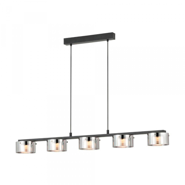 Eglo COPILLOS Подвес светодный димм, 5х7,2W(LED), L1160, B150, H1500, 2850lm, сталь, черный/стекло с напыл., черный-прозрачный 39875