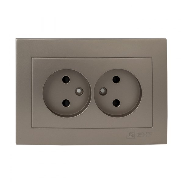 EKF PROxima Валенсия лицевая панель розетка 2-местной б/з 10А кашемир с защ. штор.