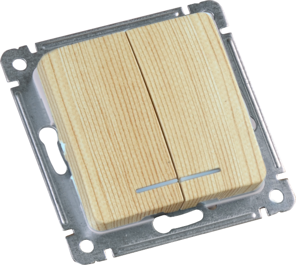 Hegel Мастер внутр Сосна ВС10-452-02 Выключатель 2-клавишный, с индикацией, механизм