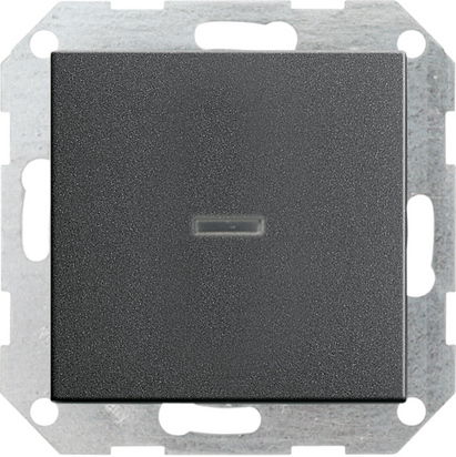 Gira S-55 Антрацит Выключатель 1-клавишный с подсветкой с самовозвратом 013628