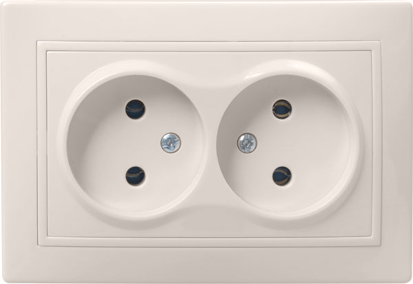 Купить IEK KVARTA РСш12-2-ККм Розетка 2местн. без з/к с защ.штор. 10А (кремовый)