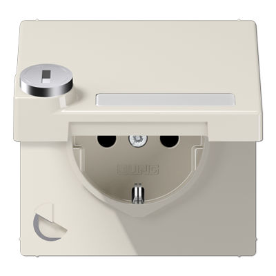 JUNG SCHUKO-розетка с крышкой  и замком, слоновая кость LS1520NAKLSL