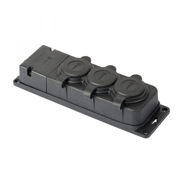 EKF PROxima Роз. (колодка) трехмест. с защит. крышками каучуковая 230В 2P+PE 16A IP44 PRO