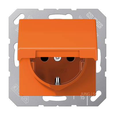 JUNG Штепсельная розетка SCHUKO 16A 250V~ с крышкой оранжевая AS1520BFKLO