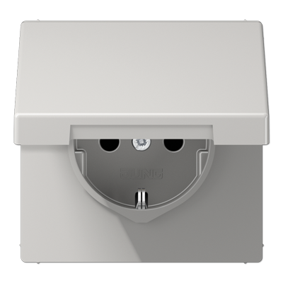 JUNG Штепсельная розетка SCHUKO 16A, 250V~  с крышкой, светло-серый LS1521KLLG