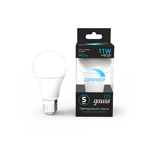 Gauss Лампа A60 11W 990lm 6500К E27 диммируемая LED 102502311-D