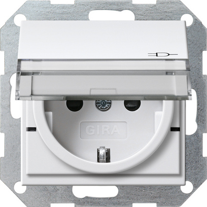 Gira Вставка розетки с крышкой, с затвором (shutter) и символом  и полем для надписи 276203