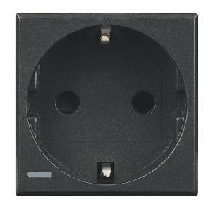 Купить BT Axolute Антрацит Розетка с/з с защитными шторками, безвинт зажим, возможность индикации 2 мод HS4141W